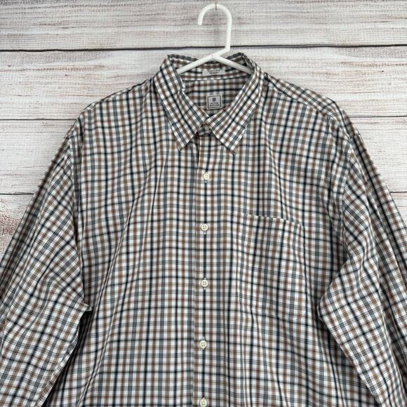Peter Millar Plaid Button Down Shirt Men's Size XL White/Black/Beige - Picture 3 of 11